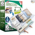 TAILI 6 Pack Vacuum Storage Bags, LONG SIDE ZIP (3 Large+3 Jumbo), Multi-Size Vacuum Seal Bags for Clothing, Storage Bulky Beddings, Comforters and Clothes, Space Saver for Closet Organization