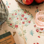 patdrea Designer Beige Tablecloth for Round Table,Vintage Italian Linen Trees Pattern Table Cloth,Decor Cover for Kitchen Dining Christmas,Thanksgiving,Tea Party,Diameter 55"-Tatiana a