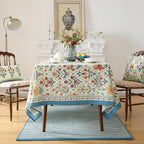 ISAENNE Designer Linen Elegant Long Rectangle Table Cloth,Colorful Floral Bohemian Tablecloth,Wrinkle Resistant Decor Tablecloths for Dining Thanksgiving Kitchen,63"*94"-Floralsea A