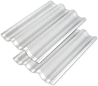 2 Pack Stainless Steel French Baguette Bread Pan, Perforated Loaf Pans for Baking 15"x10", 3 Waves Toaster Oven Baking Tray