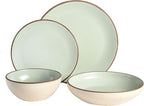 Gibson Elite Contempo Classic 16-Piece Double Bowl Dinnerware Set, Service for 4 – Mint Stoneware Plates and Bowls