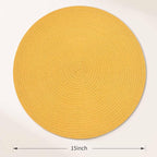 FunWheat Round Braided Placemats Set of 6 Place mats for Dining Tables Woven Heat Resistant Table Mats 15 inch (Yellow,6pcs)