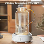 2 PACK Glass Pitcher with Lid, 68 oz/ 2 Liter Amber Classic Vertical Stripes Water Pitcher,Glass Water Carafe for Cold Brew, Coffee, Lemonade, Iced Sun Tea,Beverage, Heat Resistant