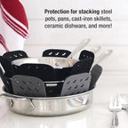 All-Clad Premium Cookware Protectors: Pot and Pan Protectors for Kitchen Organization - Perfect for Cast Iron, Steel, or Glass, 6-Piece, Black/Gray