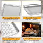 12 Pack Full Size Aluminum Perforated Baking Sheet Pan, 26"×18" Cookie Sheets For Oven in Bakery, Restaurant & Kitchen