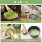 7 Pcs Matcha Whisk Set,Chasen Whisk,Matcha Bowl with Spout,Whisk Holder,Stainless Steel Sifter,Spoon,Scoop,Gift for Matcha Lovers