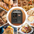 SEEDEEM Toaster 2 Slice, Touch Control Stainless Toaster LCD Display, 50% Faster Heating Speed, 1.4'' Wide Slots, More Timer Functions, Removable Crumb Tray, 1350W, Dark Metallic
