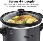 Hamilton Beach 4-Quart Slow Cooker with 3 Cooking Settings, Dishwasher-Safe Stoneware Crock & Glass Lid, Brushed Gray(33240)
