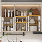 Kitchen Cabinet Organization Shelf，Set of 2 Height Adjustable Storage Racks，Stackable，Expandable，Countertop Shelves Organizer，Pantry Shelving(1PACK/Large/White)