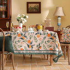 patdrea Designer Vintage Linen Rectangle Table Cloth,Framhouse Oranges and Leaves Pattern French Extra Long Tablecloth,Decor Cover for Kitchen Dining Christmas,Thanksgiving,67"x118"-Palladin a