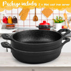 Mini Cast Iron Skillets 5 x 5 x 1.3 Inch Cast Iron Pan Small Ramekin Set Black Casserole Dish Cookware Oven Safe Mini Skillets for Kitchen Indoor Outdoor Picnic (2 Pack)