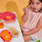 b.box Snack Box Reusable Snack Containers with Lids 2 compartments, Bento Box for kids and toddlers, Leakproof Lunch Box, BPA free and Dishwasher Safe Snack Container (Flamingo Fizz, 1 3/4 Cup)