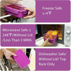 Caperci Classic Bento Lunch Box for Adult & Older Kids - Leakpoof 47 oz 3-Compartment Lunch Containers for Adults and Teens, Built-in Utensil Set, Ideal for On-the-Go, Purple