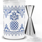 PIÑA BARWARE Seamless Professional Porcelain Mixing Glass – 600mL / 20oz (Pineapple Hospitality Pattern, 1-Pack)