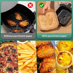 Vailnd Air Fryer Liners Disposable, 305 PCS 8" Square Unbleached Air Fryer Paper Liners, Heavy-Duty Air Fryer Liners for 5-8 QT Basket, Non-stick & Oil-Proof Parchment Paper for Oven, Pan