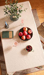 patdrea Designer French Tablecloth for Rectangle Table,Vintage Linen Trees Pattern Beige Tablecloths,Decoration Table Cover for Kitchen Dining Christmas,Thanksgiving,55"x87"-Tatiana D