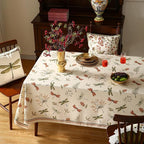 ISAENNE Designer Floral Linen Extra Long Rectangle Table Cloth,French Off White Elegant Tablecloth,Washable Home Decor Tablecloths for Dining Thanksgiving Kitchen Christmas,67"*118"-Grace B