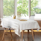 Luxury Table Protector Pad, 2 in 1 Table pad + Great Looking Tablecloth - Heat Resistant, Spill & Stain Proof - Flannel Backing (54x90, White - Silk Stripe)