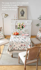 ISAENNE Designer Chinoiserie Linen Floral Long Tablecloth Rectangle,White Wrinkle Resistant Table Cloth,Elegant Decor Tablecloths for Dining Thanksgiving Kitchen Party Christmas,63"*94"-Daffy