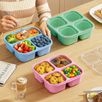 6 Pcs Snack Box Container Set, Reusable 3&4 Compartment Meal Prep Snack Containers for Adults Kids Toddler, BPA-Free Divided Lunchable Container for School, Work and Travel (Transparent Lids)