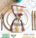 Urban Villa Cloth Napkins Harvest Checks Dinner Napkins Set of 12 20X20 100% Cotton Absorbent Washable Durable Reusable Cloth Napkins Ideal for Farmhouse Party Thanksgiving Harvest Fall Dinner Napkins