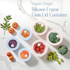 Urban Green Glass Food Container Set with Glass Lid, 6 Pack, Meal Prep Containers with Silicone Framed Airtight Lid, Leakproof, 100% Plastic Free,