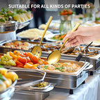 6 Piece Stainless Steel Serving Spoons Set - 6 Large Spoons, 9.2-Inch, Dishwasher Safe, for Parties/Kitchen/Buffet/Catering,Gold