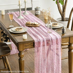 Artoid Mode Pink Gold Gauze Table Runner 120 Inch 10FT, Glitter Metallic Foil Sheer Dining Wedding Anniversary Holiday Table Decor for Home Party
