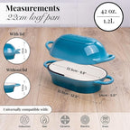 Dutch Oven For Sourdough Bread Baking – Enamelled Cast Iron Bread Loaf Pot – Oven Safe Non Stick Bread Pot – Rectangular,Light Blue, 24cm x 16cm – by Nuovva