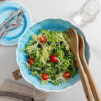 Melamine Serving Bowls, 12'' x 4'' Large Salad/Pasta/Mixing/Fruit Bowls, Set of 2 Break-resistant BPA Free Classic Melamine Bowls, Dishwasher Safe, Blue