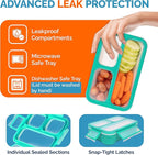 MINI Lunch-Box Snack Containers for Kids | SMALL Bento-Box Portion Container | Leak-proof Boxes for School Work Travel | Best for Adults Boys or Girls | Blue + Orange Set of 2