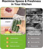 Vacuum Sealer for Food, 6-in-1 Food Vacuum Sealer Machine, 80kpa Suction Power Food Sealer Vacuum Sealer, Compact Vacuum Sealers with 10 Vacuum Bags, External VAC for Jars & Containers, White
