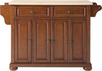 Crosley Furniture Alexandria Wood Top Rolling Kitchen Island Storage Cart, Microwave Stand, Spice Rack, Cherry