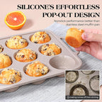 6 Pcs Baking Pans Set, Silicone Bakeware Sets with Metal Reinforced Frame, Nonstick Stackable Carbon Steel Non Toxic Baking Sets for Cooking (Brown)