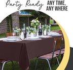 Exquisite 66% Thicker Premium Plastic Table Cloth Rectangle Table Cover 0.5 Mil 12 Pack Brown Table Cloth 54 Inch x 108 Inch Disposable Tablecloth Won't Tear Easily Like Cheap Thin Brands