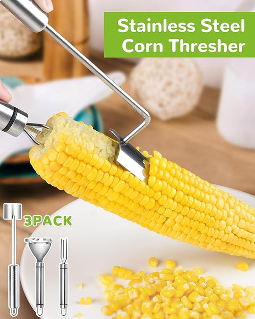 3 Pcs Corn Peeler For Corn On The Cob, Corn Cob Stripper Tool, Stainless Steel Corn Peeler, Corn on the Cob Remover, Fast and Safe, Corn Cutter for Outdoor Dining, Home Kitchens