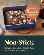 Caraway 9” Square Pan Duo - Non-Stick Ceramic Coating - Free From Forever Chemicals - Cake Pan Perfect for Brownies, Lemon Bars, & More - Slate