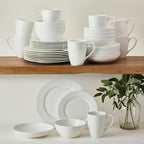 Mikasa Levi 40 Piece Bone China Dinnerware Set, Embossed Plates Bowls, Chip-Resistant, Lightweight, Elegant and Durable, Service for 8, White