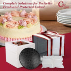 Cakebon Cake Box and Boards, 10-Inch Round Black Wrapped Edges 1/2- Inch Thick Drums with Insulated Bag and Ice Pack – Cake Transport Set, Cooler for Cake Delivery and Transport (1pc Each, 4pcs Total)