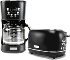 Haden 12 Cup Programmable Drip Coffee Maker Coffee Machine Bundled with Heritage 2 Slice Wide Slot Stainless Steel Toaster, Turquoise & Chrome