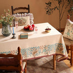 patdrea Designer French Beige Long Tablecloth for Rectangle Table,Vintage Breathable Linen Trees Pattern Table Cloth,Decor Cover for Kitchen Dining Christmas,Thanksgiving,63"x94"-Tatiana D