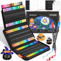 Shuttle Art 80 Colors Dual Tip Acrylic Paint Markers, Brush Tip and Fine Tip Acrylic Paint Pens for Rock Painting, Ceramic, Wood, Canvas, Plastic, Glass, Stone, Calligraphy, Card Making, DIY Crafts