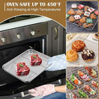 E-far Baking Sheet with Wire Rack (2 Pans + 2 Racks), Stainless Steel Cookie Sheets Pan & Cooling Rack for Baking Cookies Cake, Non Toxic & Heavy Duty, Oven & Dishwasher Safe, 12.4 x 9.7 x 1 Inch