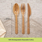 100% Biodegradable Cutlery Made of Vegetable Fibers, 300 PCS of 6.7” Long Heavy-Duty and Splinter Free Eco-Friendly Spoons, Forks & Knives, Perfect Sustainable Cutlery by The Veggie Straws