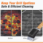 SIMPLETASTE Grill Brush and Scraper, Durable & Effective, Include Extra Stainless Steel Bristles Head for Replacement, Wire Grill Brush for Outdoor Grill, Grill Accessories Gift for Men/Dad