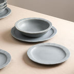 Stone Lain Oasis 4-Piece Dinner Plate Set Stoneware, Grey Blue