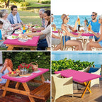 homing Rectangle Table Cloth Cover, Waterproof Polyester Elastic Fitted Tablecloth, Fits for 8 Foot Folding Tables, Washable Table Protector for Picnic, Camping, Outdoor (Rose Pink, 30" x 96")