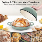 Davivy 5.5QT Cast Iron Sourdough Pan, 10" Round Dutch Oven for Bread, Enameled Cast Iron Dutch Oven for Sourdough Bread, Bread Baking Cloche, with Silicone Baking Mat - Sea Salt Green