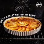 10-Inch Round Tart Pan with Loose Removable Bottom, Non-Stick Carbon Steel Quiche Pan for Oven Baking (Champagne Gold)
