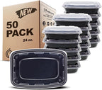 Freshware Meal Prep Containers [300 Pack] 1 Compartment with Lids, Food Storage Containers, Bento Box, BPA Free, Stackable, Microwave/Dishwasher/Freezer Safe (24 oz)